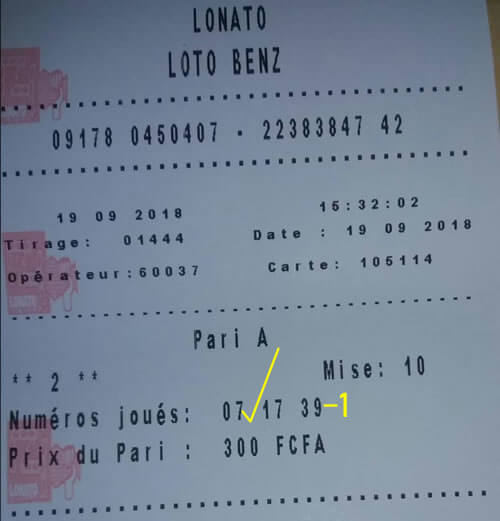 Numéros joués au loto Benz