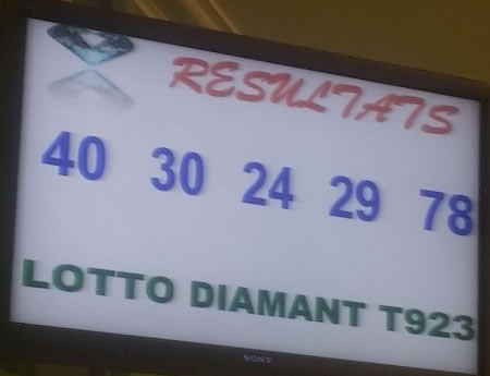 Résultats du lotto Diamant tirage 923 du lundi 22 Octobre 2018