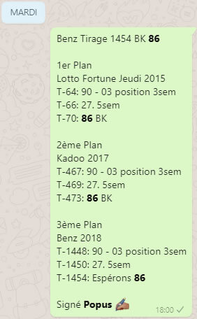Pronostic loto Benz tirage 1454: Banker 86