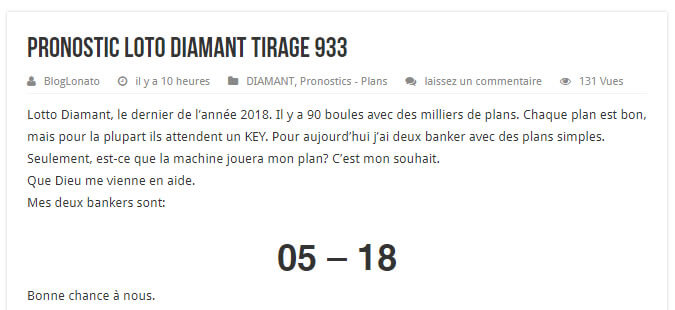 Deux banker pour la victoire du jeu Diamant tirage 933