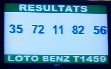 Les résultats du jeu lotto BENZ tirage 1459 du 02 janvier 2019