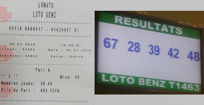 Ticket jeu lotto