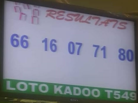 Résultats ou numéros gagnants du loto Kadoo tirage 549