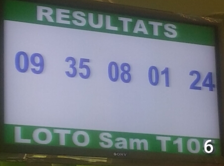 Numéros du lotto Sam tirage 106
