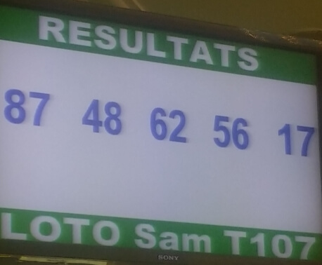 Numéros gagnants du loto Sam tirage 107