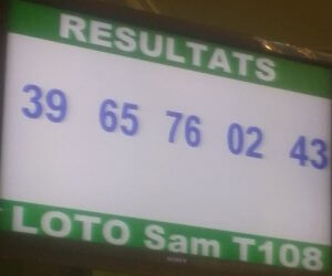 Numéros gagnants du Lotto Sam tirage 108