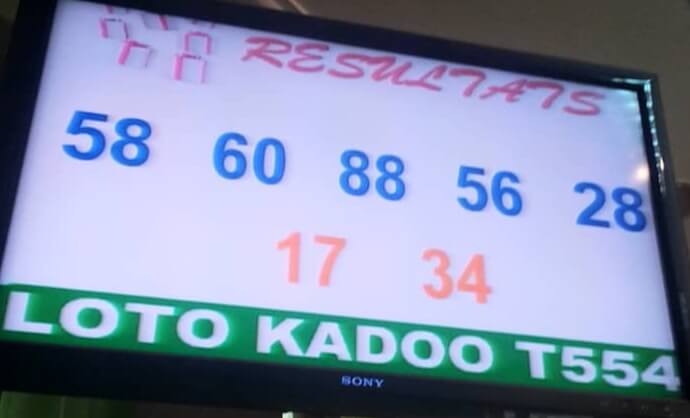 Numéros gagnants du lotto Kadoo tirage 554