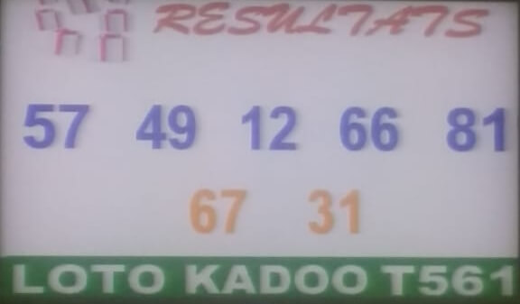 Numéros gagnants du loto Kadoo tirage 561