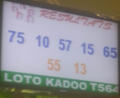 Numéros gagnants du lotto Kadoo tirage 564.