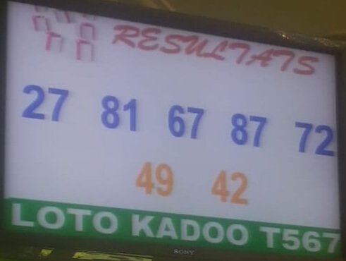 Numéros gagnants ou résultats du lotto Kadoo tirage 567