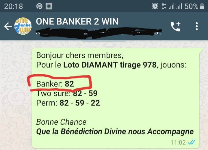 Banker gagné pour le Lotto Diamant tirage 978