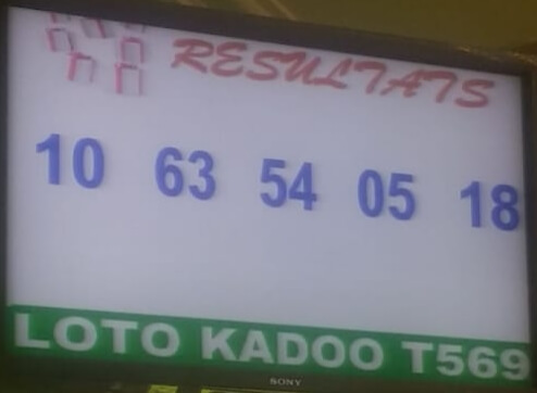 Résultats ou Numéros gagnants du lotto Kadoo tirage 569 de ce vendredi 15 Novembre 2019.