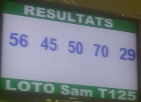 Numéros gagnants du lotto Sam tirage 125