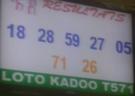 Numéros gagnants pour le loto Kadoo tirage 571