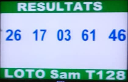 Numéros gagnants ou résultats du lotto Sam tirage 128