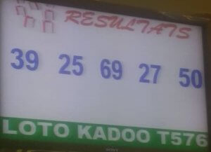 Numéros gagnants ou résultats du loto Kadoo tirage 576