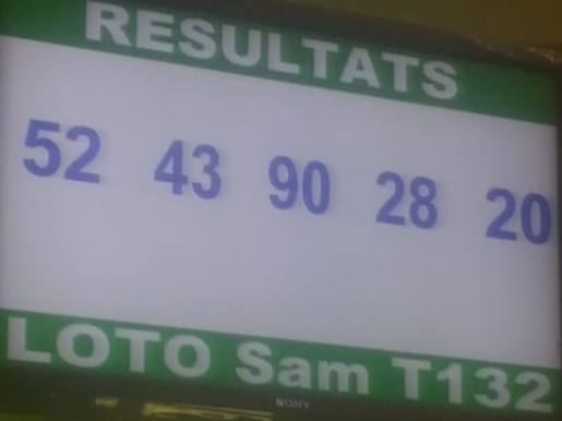Numéros gagnants ou résultats du lotto Sam tirage 132