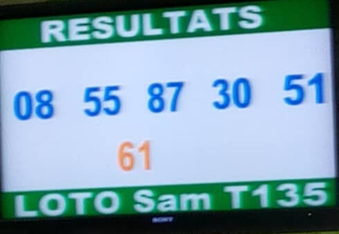 Numéros gagnants ou résultats du loto Sam tirage 134