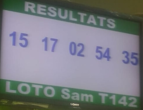 Résultats ou numéros gagnants du loto Sam tirage 142