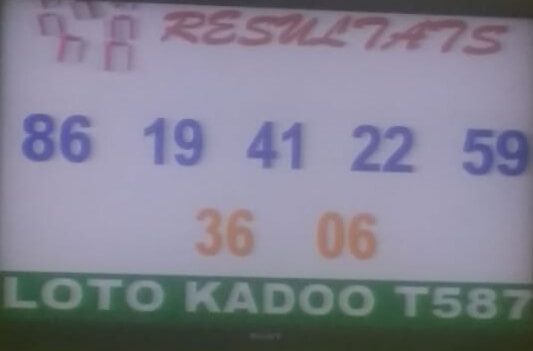 Résultats ou numéros gagnants du lotto Kadoo tirage 587
