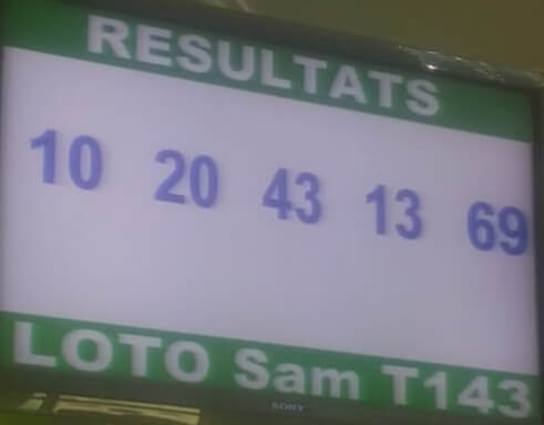 Numéros gagnants lotto Sam tirage 143