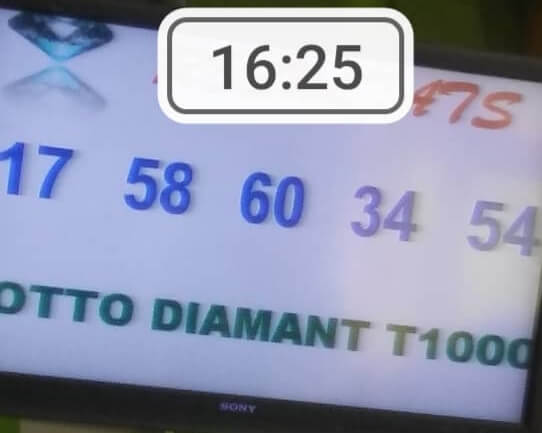 Numéros gagnants du loto Diamant tirage 1000
17   58   60   34   54