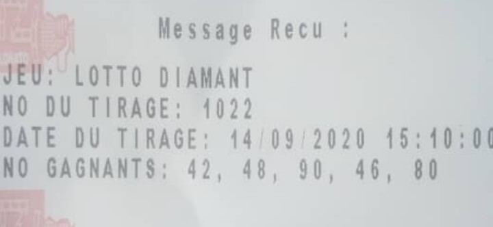 Résultats du lotto Diamant tirage 1022