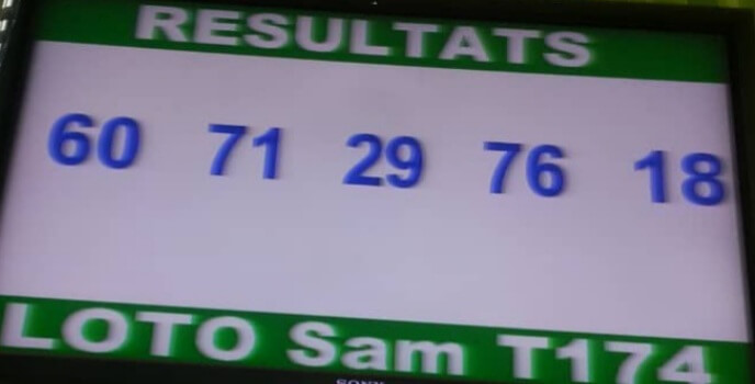 Résultats du loto Sam tirage 174