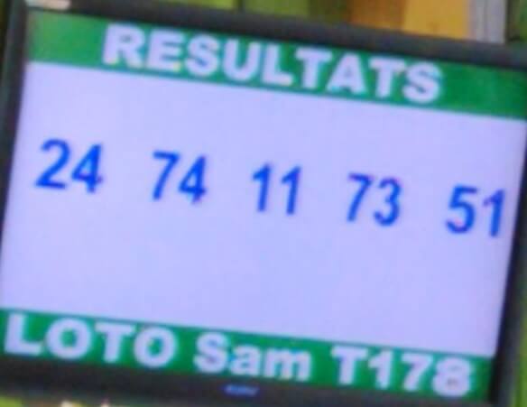 Numéros gagnants du loto SAM tirage 178