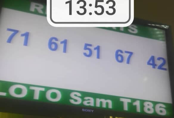 Numéros gagnants du loto Sam tirage 186