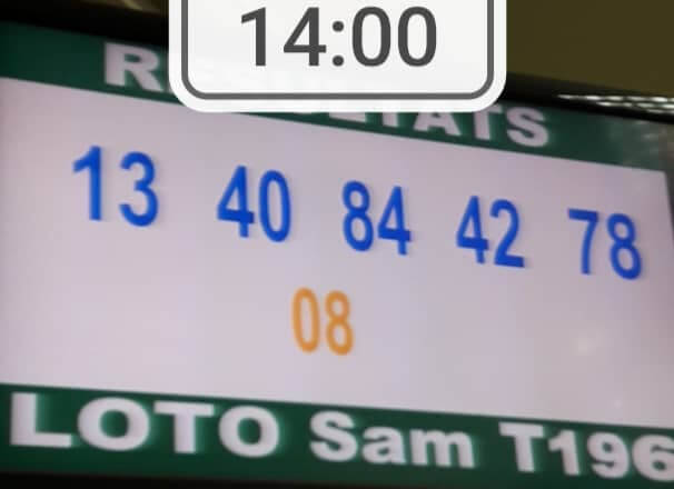 Numéros gagnants du loto SAM tirage 196
