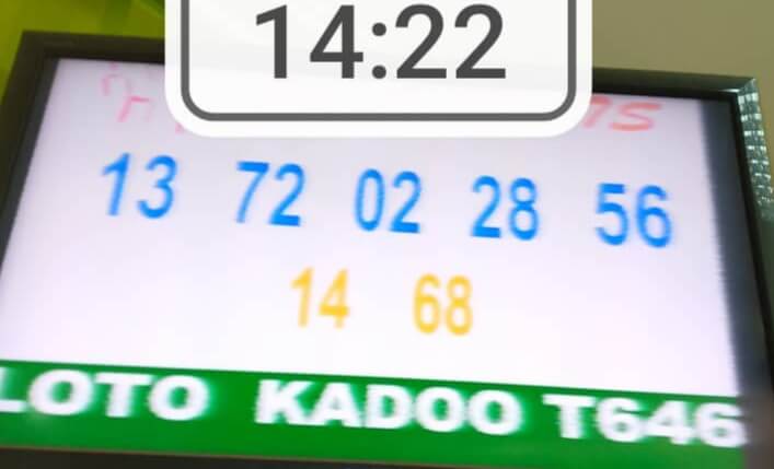 Numéros gagnantsdu loto Kadoo tirage 646