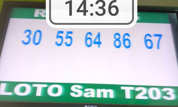 Résultats du loto Sam tirage 203