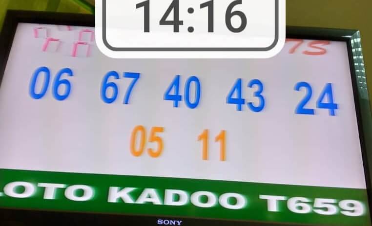 Résultats du loto Kadoo tirage 659
