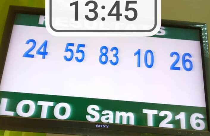 Résultats ou numéros gagnants du loto SAM tirage 216