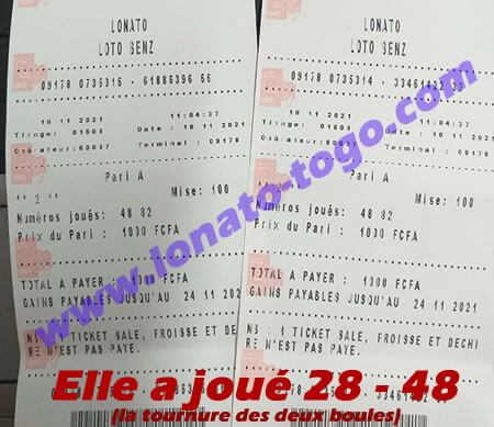 Coupon du loto Benz tirage 1608