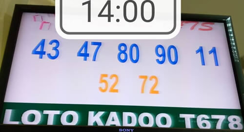 Résultats du loto Kadoo tirage 678