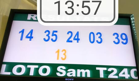 Résultats du loto SAM tirage 240