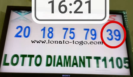 Résultats du lotto Diamant tirage 1105 avec la boule 39 validée