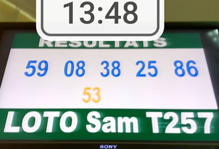 Résultats du loto SAM tirage 257