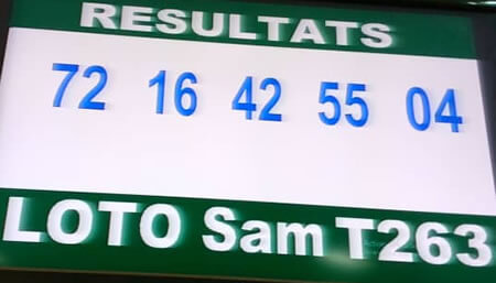 Résultats du loto Sam tirage 263