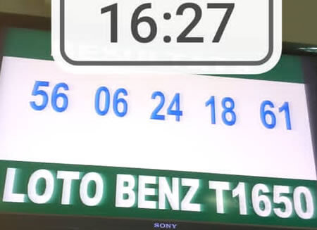 Résultats du loto Benz tirage 1650