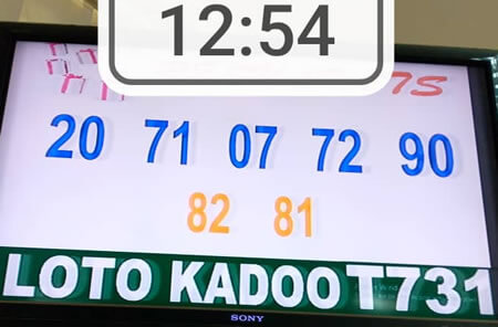 Résultats du loto Kadoo tirage 731