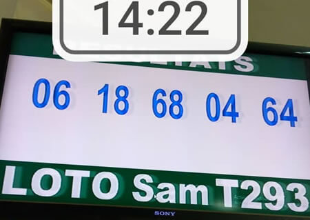 Résultats ou numéros gagnants du loto SAM tirage 293