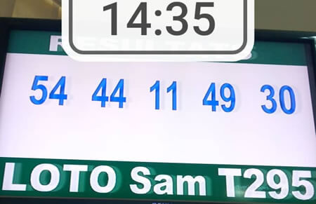 Résultats du loto SAM tirage 295