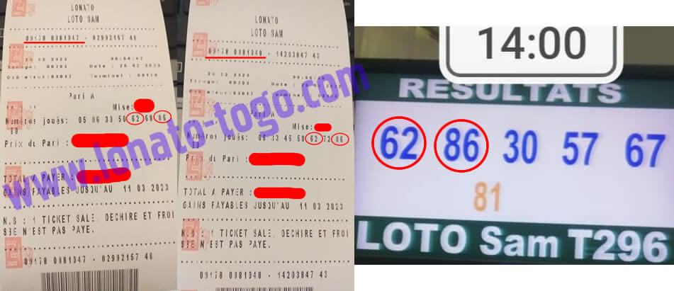 Résultats du loto SAM tirage 296 et coupons gagnant