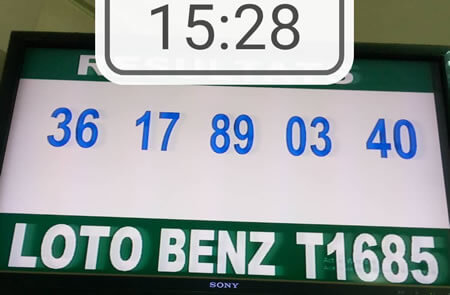 Résultats du loto Benz tirage 1685