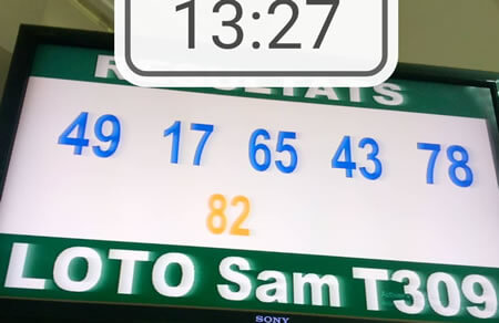 Résultats du loto SAM tirage 309