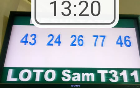 Résultats du loto SAM tirage 311