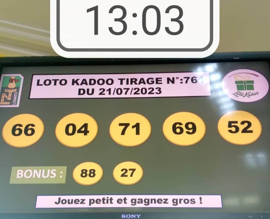 Résultats du loto Kadoo tirage 761